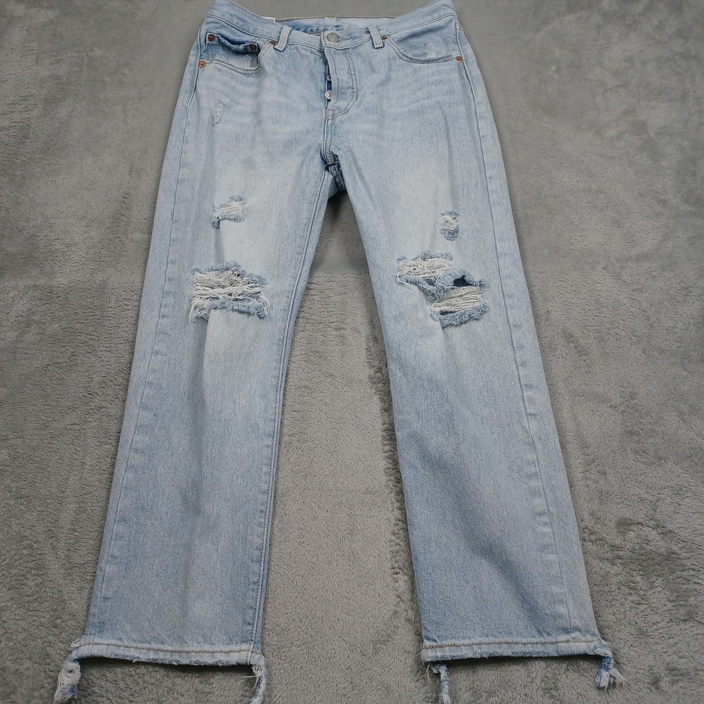 Levis 501 Jeans Womens 29 Blue Denim‎ Straight Distressed Modern Casual